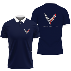 CORVETTE POLO T-SHIRT, VINTAGE CORVETTE, CHEVROLET, CORVETTE, SHIRT, DRIFT CAR WB558