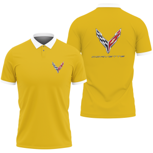 CORVETTE POLO T-SHIRT, VINTAGE CORVETTE, CHEVROLET, CORVETTE, SHIRT, DRIFT CAR WN882