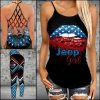 RED WHITE AND BLUE STARS JEEP GIRL CRISS-CROSS TANKTOP AND LEGGING SET GT78