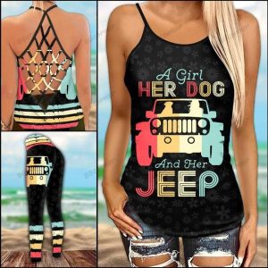 JEEP DOG RETRO CRISS-CROSS TANKTOP AND LEGGING SET CH96