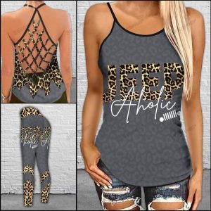 JEEP AHOLIC LEOPARD CRISS-CROSS TANKTOP AND LEGGING SET SN885