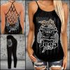 JEEP BLACK LEOPARD CRISS-CROSS TANKTOP AND LEGGING SET BA21