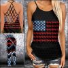 JEEP AND DOG RED WHITE AND BLUE CRISS-CROSS TANKTOP AND LEGGING SET CN98