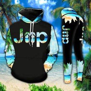 JEEP GIRL FLIP FLOPS BEACH LEGGING AND HOODIE SET NQ12
