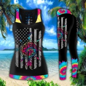 JEEP TYE DYE COMPASS LEGGING AND TANK TOP SET CB85