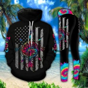 JEEP TYE DYE COMPASS LEGGING AND HOODIE SET XB34