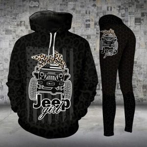 JEEP BLACK LEOPARD LEGGING AND HOODIE SET FG74