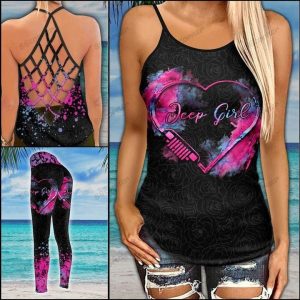 JEEP LOVE PURPLE CRISS-CROSS TANKTOP AND LEGGING SET FP48
