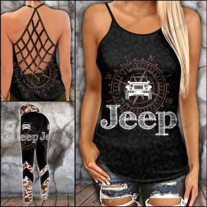 JEEP BROWN COMPASS CRISS-CROSS TANKTOP AND LEGGING SET BR74