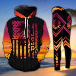 JEEP PINK SUNSET LEGGING AND HOODIE SET QH74