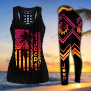 JEEP PINK SUNSET LEGGING AND TANK TOP SET WE85