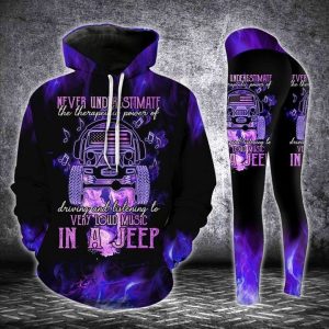 JEEP AND LOUD MUSIC PURPLE LEGGING AND HOODIE SET DQ78