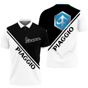 3D PRINTED PIAGGIO VESPA NCT-HT POLO SHIRT VER 2 (BLACK)
