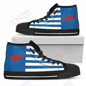 MENS WOMENS AMERICAN FLAG SMU MUSTANGS HIGH TOP SHOES TMT301