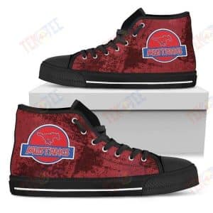 MENS WOMENS CUTE JURASSIC PARK SMU MUSTANGS HIGH TOP SHOES TMT320